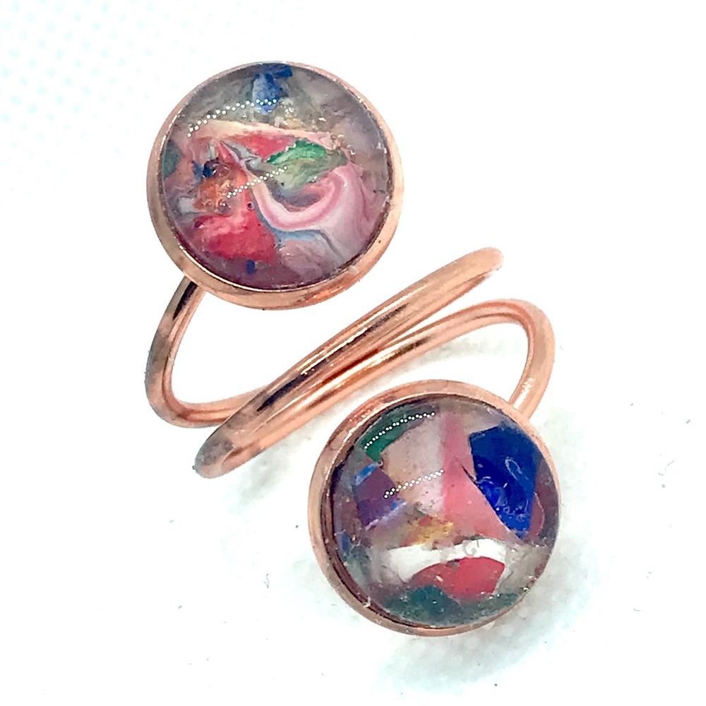 Handmade domes ring adjustable rose gold color NSR